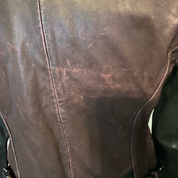 Michael Kors maroon/black leather moto jacket w/ gunmetal hardware -small - Picture 11 of 16